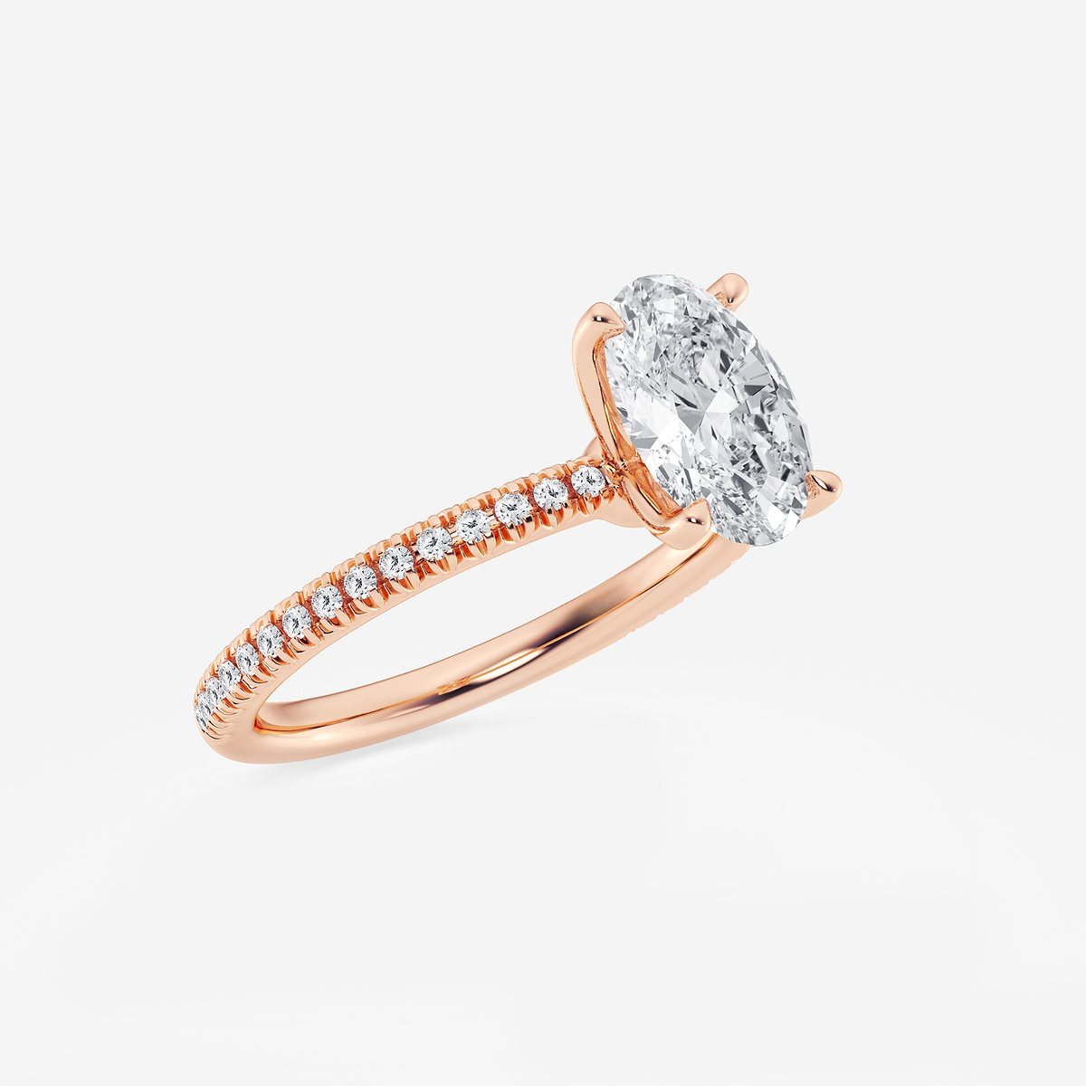 Additional Image 1 for  2 1/6 ctw Oval Lab Grown Diamond Scalloped classic Pave Solitaire Engagement Ring with Side Stones