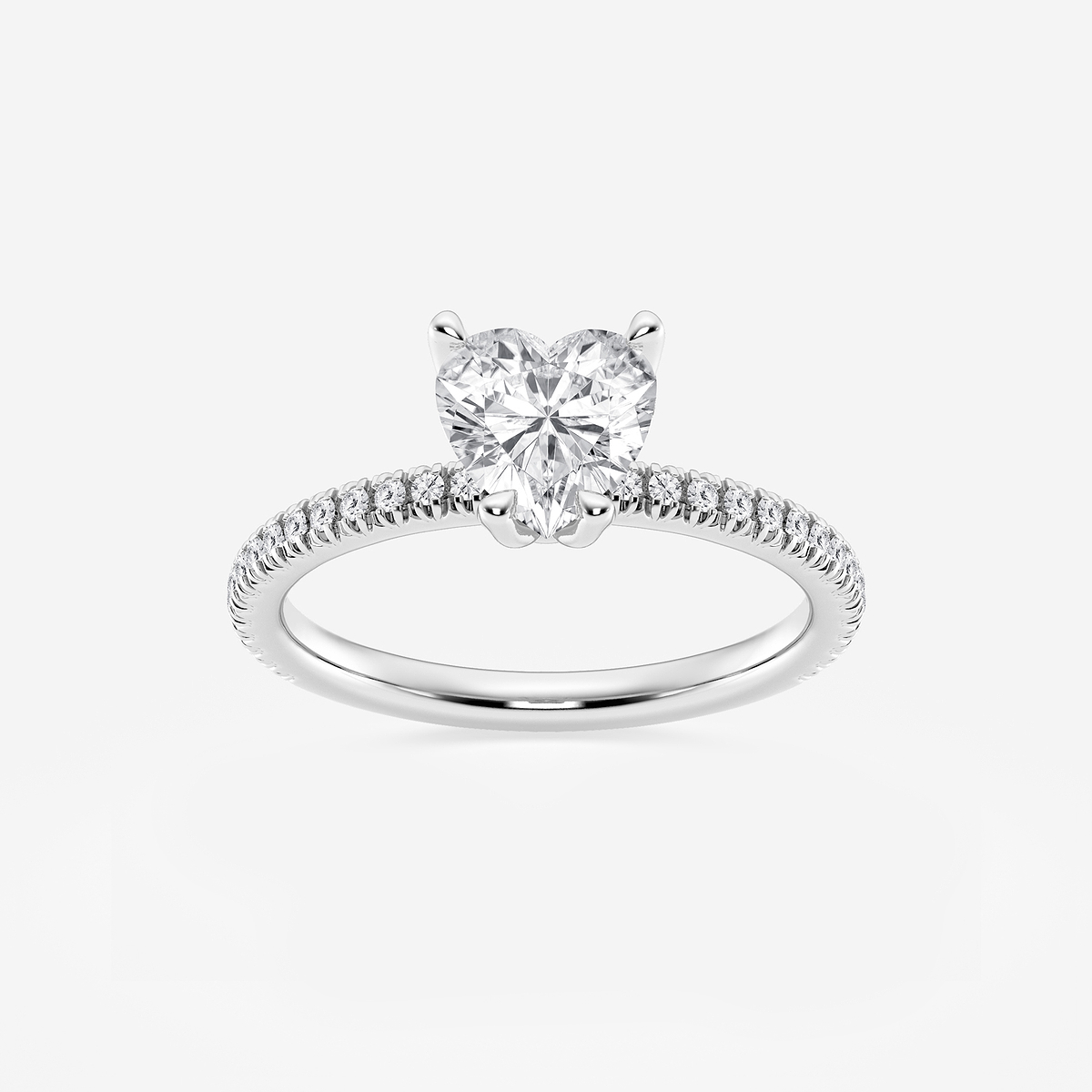 1 1/6 ctw Heart Lab Grown Diamond Scalloped classic Pave Solitaire Engagement Ring with Side Stones