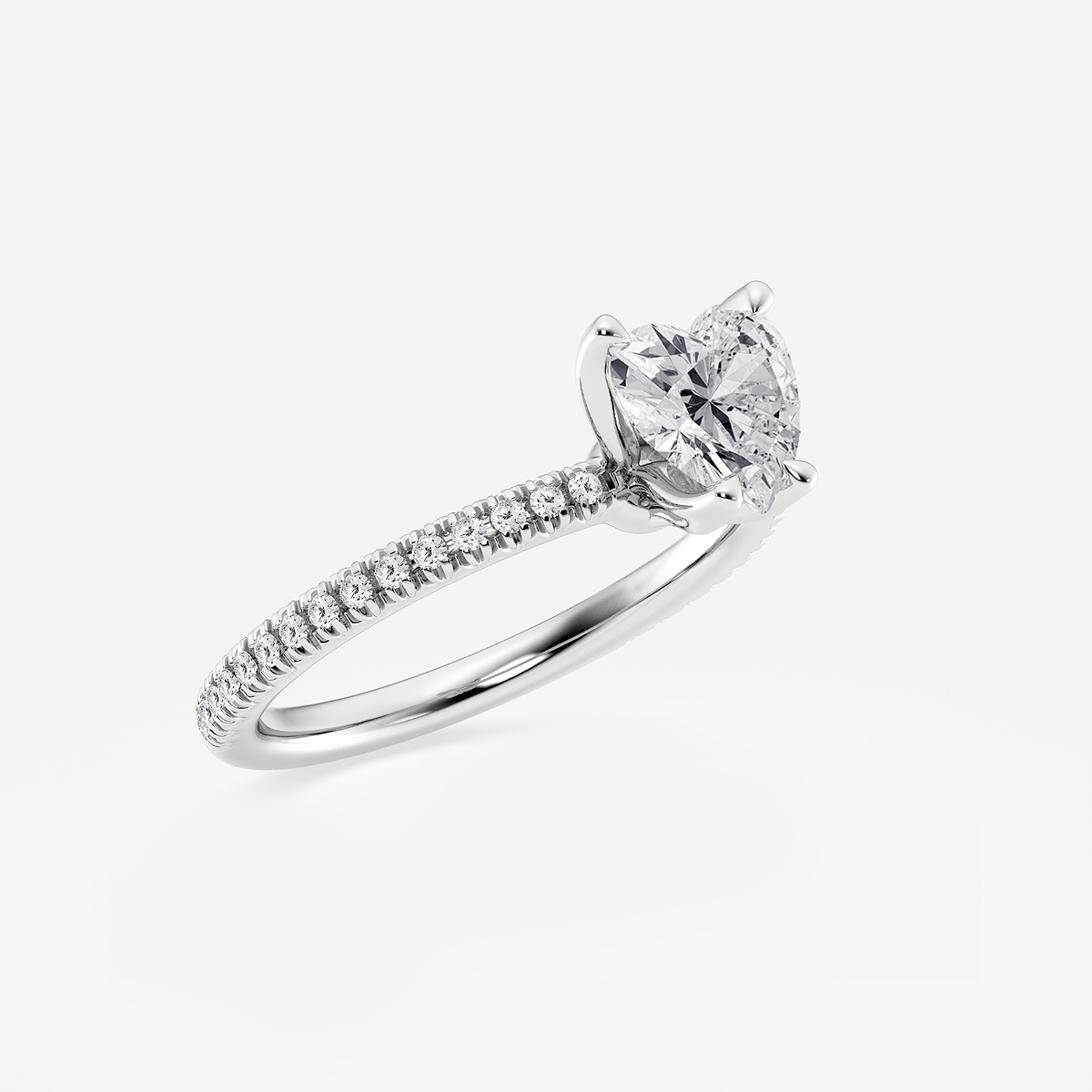 Additional Image 1 for  1 1/6 ctw Heart Lab Grown Diamond Scalloped classic Pave Solitaire Engagement Ring with Side Stones