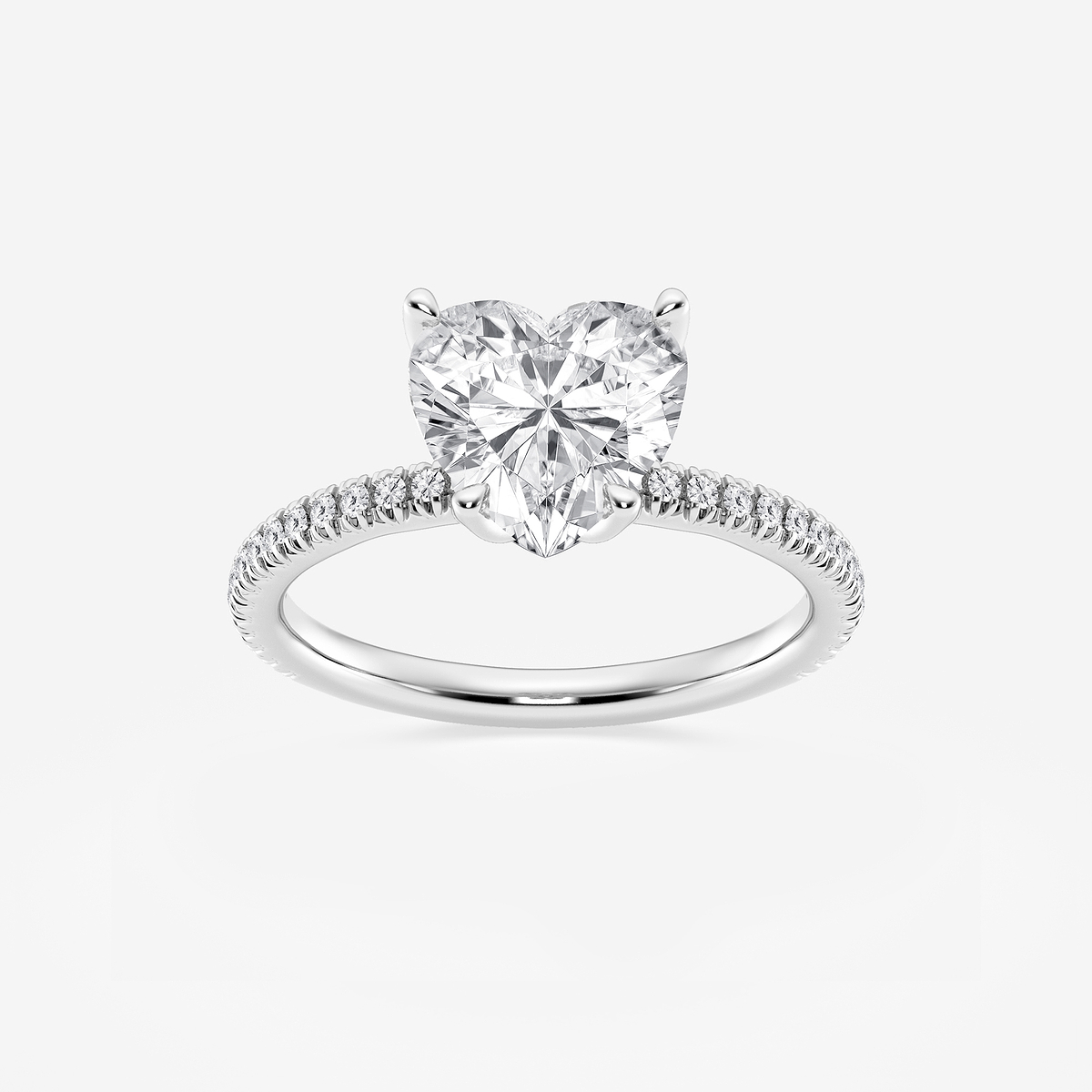 2 1/6 ctw Heart Lab Grown Diamond Scalloped classic Pave Solitaire Engagement Ring with Side Stones