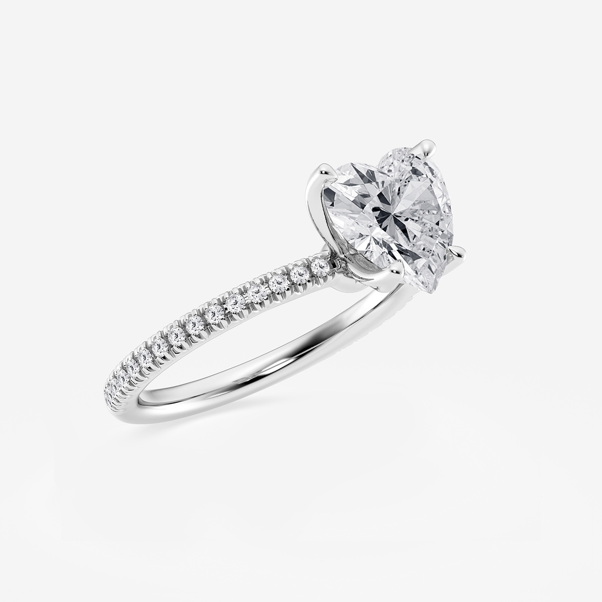 Additional Image 1 for  2 1/6 ctw Heart Lab Grown Diamond Scalloped classic Pave Solitaire Engagement Ring with Side Stones
