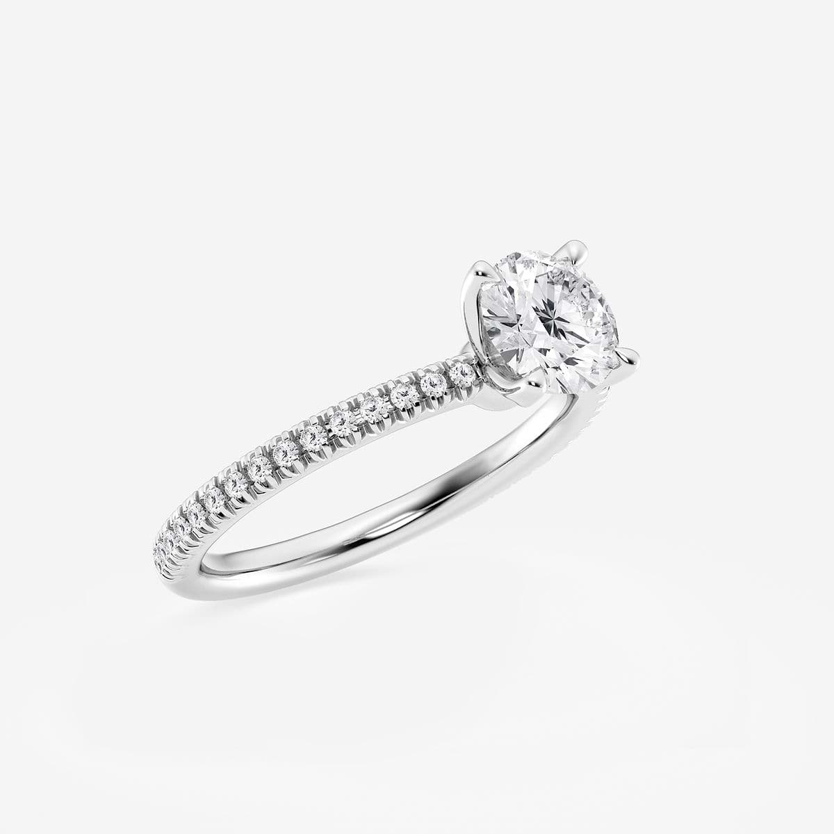Additional Image 1 for  1 1/6 ctw Round Lab Grown Diamond Scalloped classic Pave Solitaire Engagement Ring with Side Stones