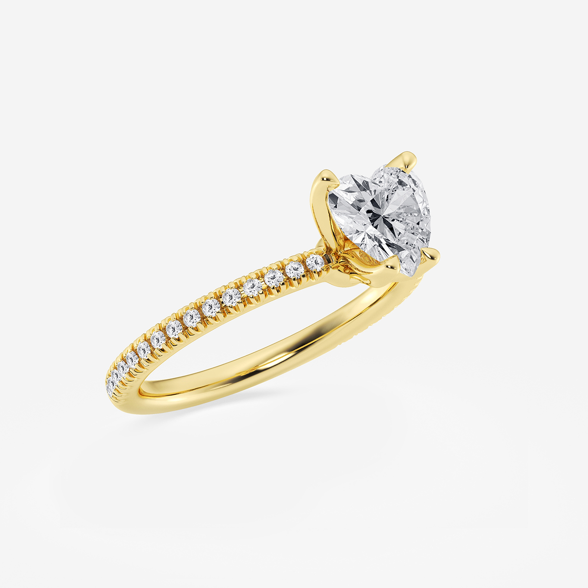 Additional Image 1 for  1 1/6 ctw Heart Lab Grown Diamond Scalloped classic Pave Solitaire Engagement Ring with Side Stones