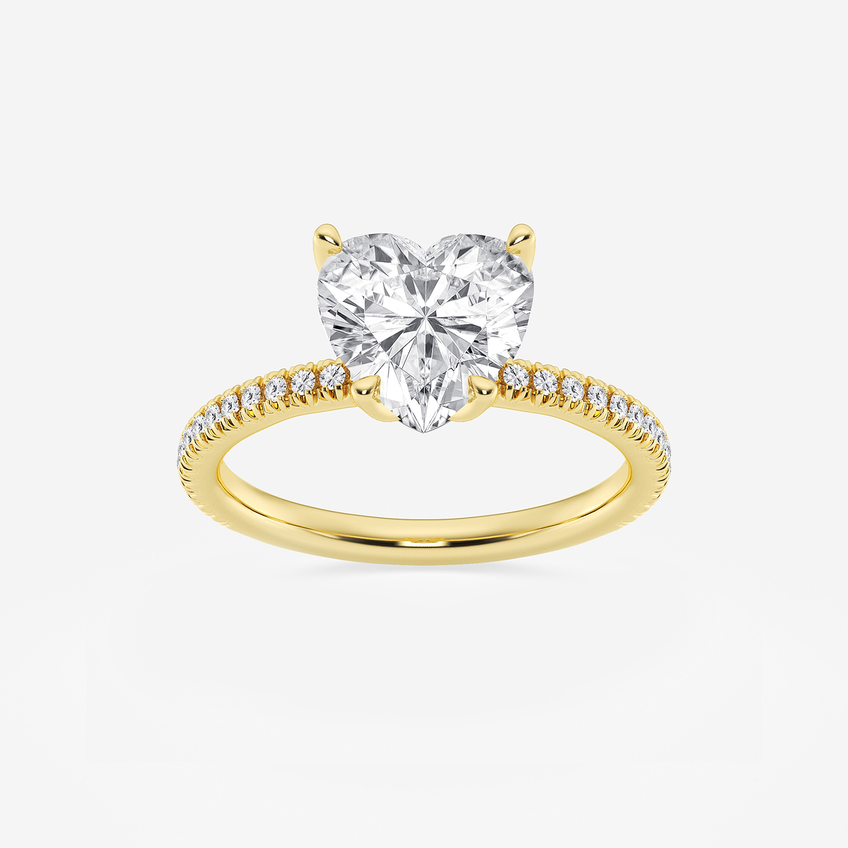 2 1/6 ctw Heart Lab Grown Diamond Scalloped classic Pave Solitaire Engagement Ring with Side Stones