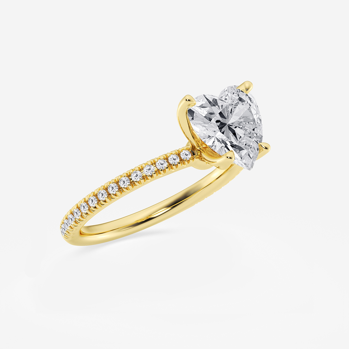 Additional Image 1 for  2 1/6 ctw Heart Lab Grown Diamond Scalloped classic Pave Solitaire Engagement Ring with Side Stones