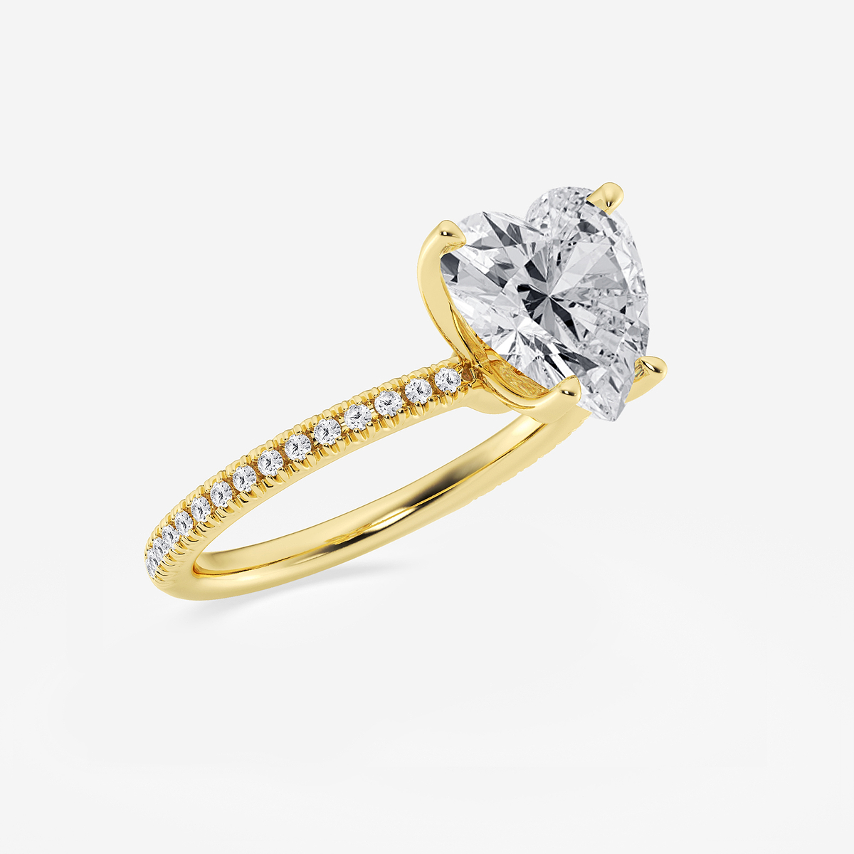 Additional Image 1 for  3 1/5 ctw Heart Lab Grown Diamond Scalloped classic Pave Solitaire Engagement Ring with Side Stones