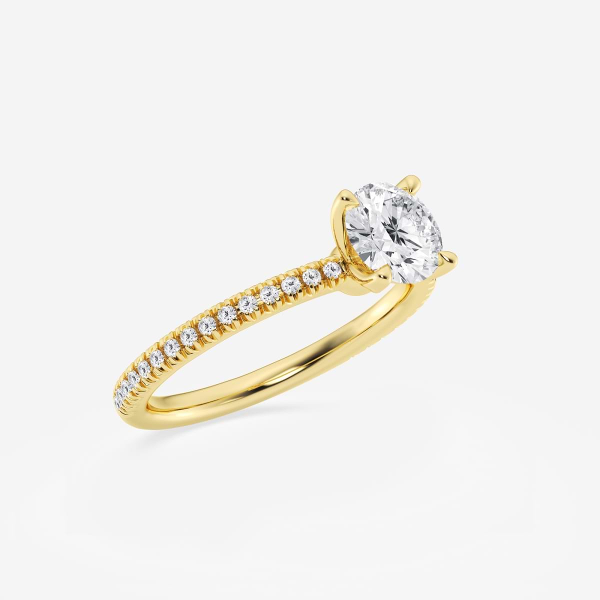 Additional Image 1 for  1 1/6 ctw Round Lab Grown Diamond Scalloped classic Pave Solitaire Engagement Ring with Side Stones