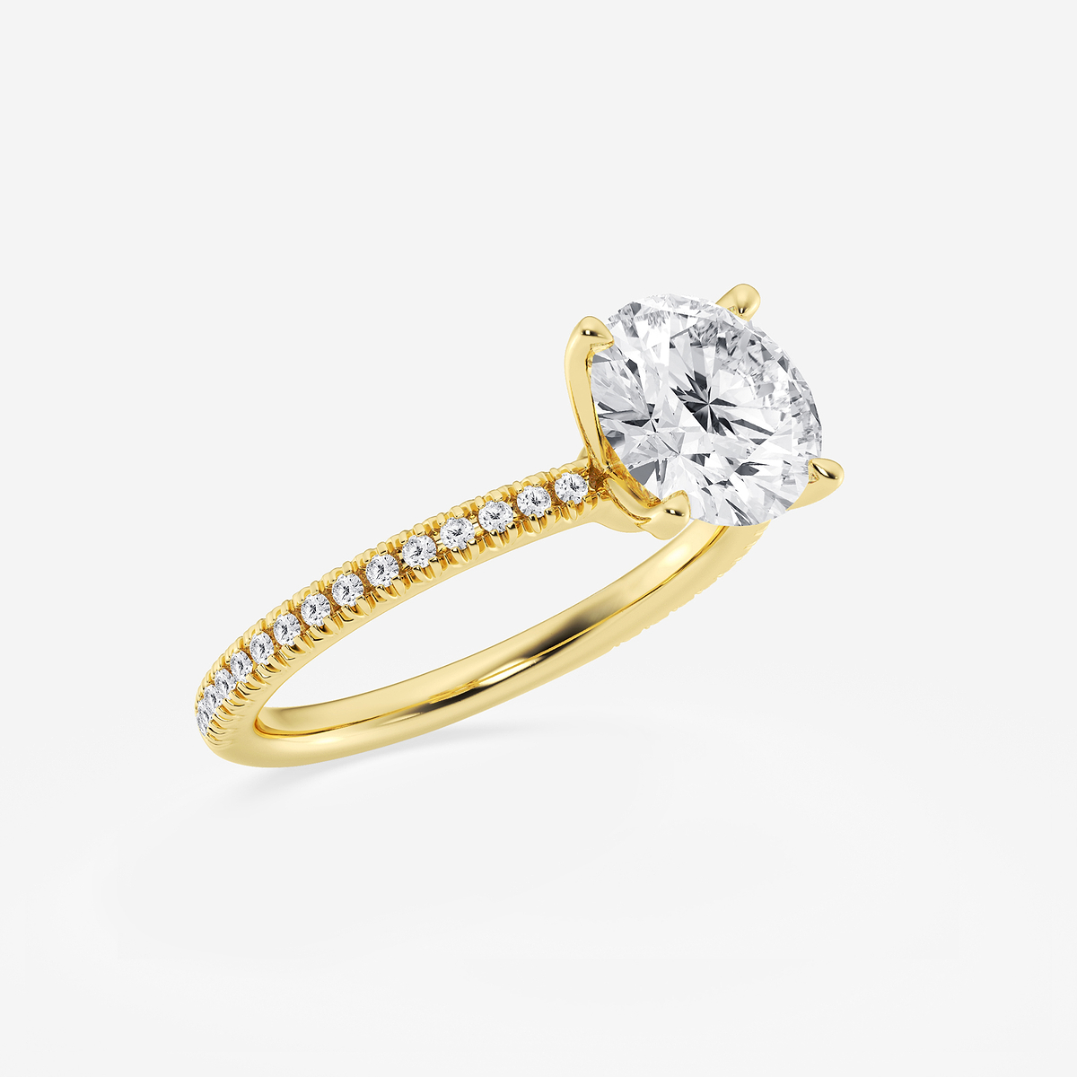 Additional Image 1 for  2 1/6 ctw Round Lab Grown Diamond Scalloped classic Pave Solitaire Engagement Ring with Side Stones