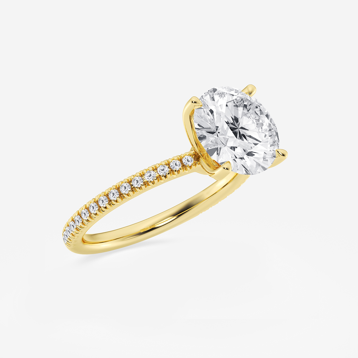 Additional Image 1 for  3 1/5 ctw Round Lab Grown Diamond Scalloped classic Pave Solitaire Engagement Ring with Side Stones