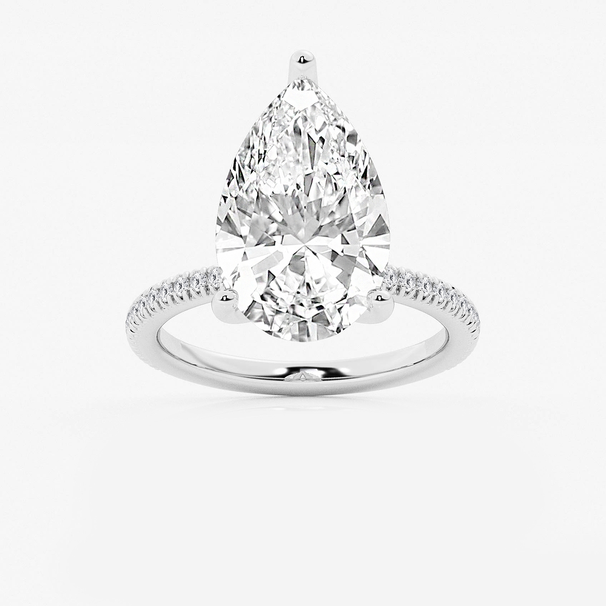6 1/5 ctw Pear Lab Grown Diamond Scalloped classic Pave Solitaire Engagement Ring with Side Accents