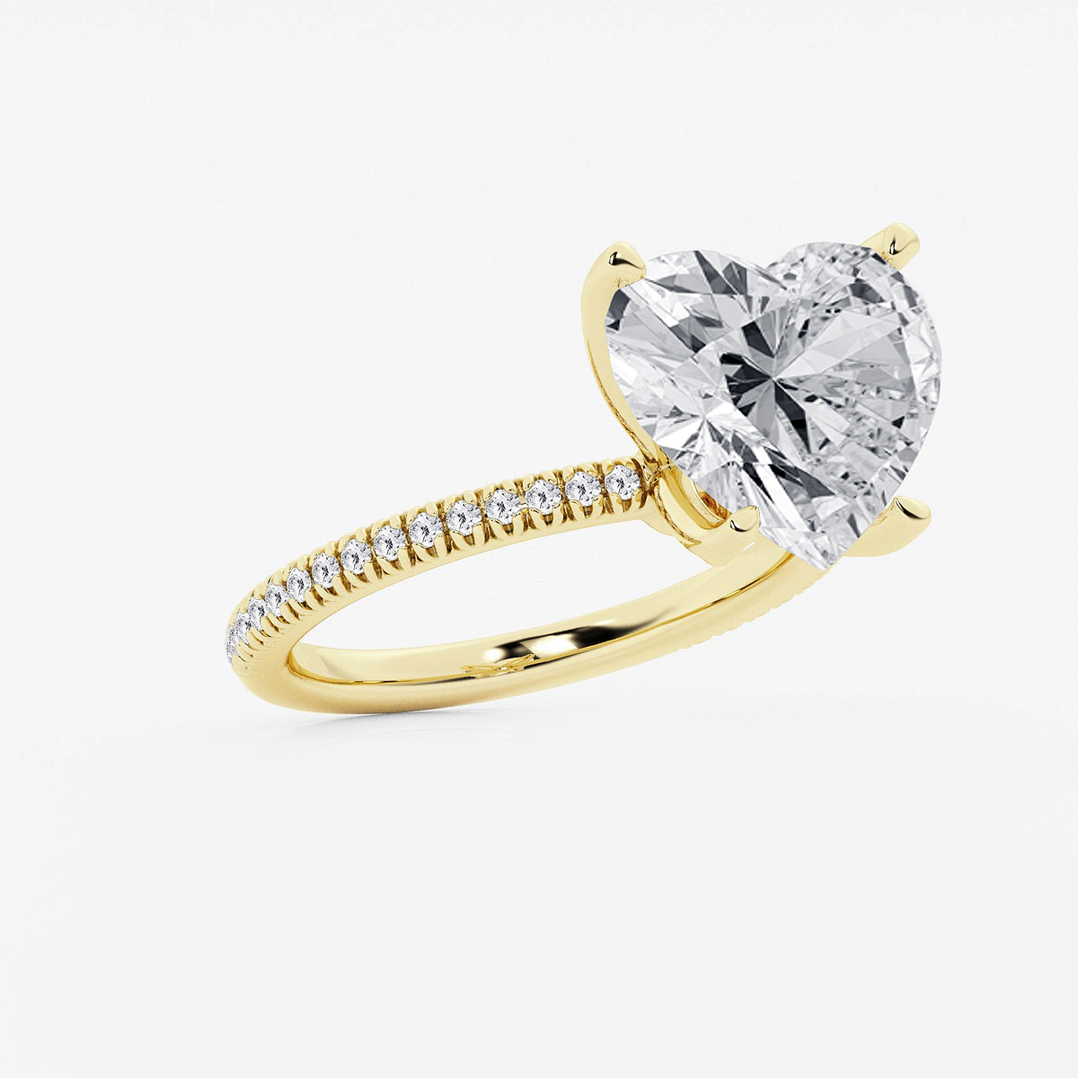 Additional Image 1 for  6 1/5 ctw Heart Lab Grown Diamond Scalloped classic Pave Solitaire Engagement Ring with Side Stones