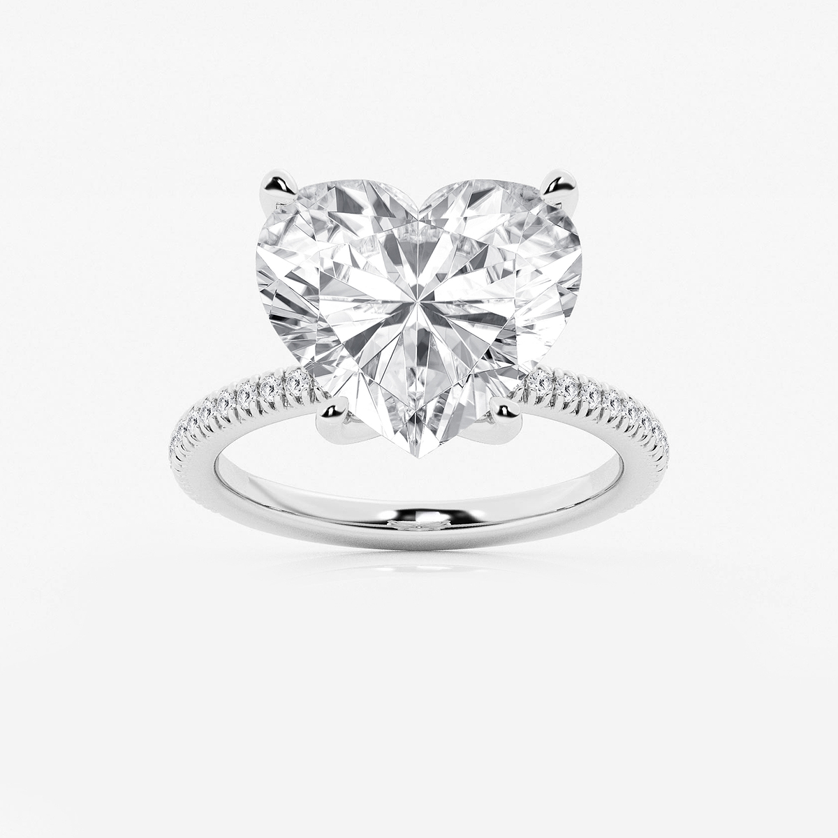 8 1/5 ctw Heart Lab Grown Diamond Scalloped classic Pave Solitaire Engagement Ring with Side Stones