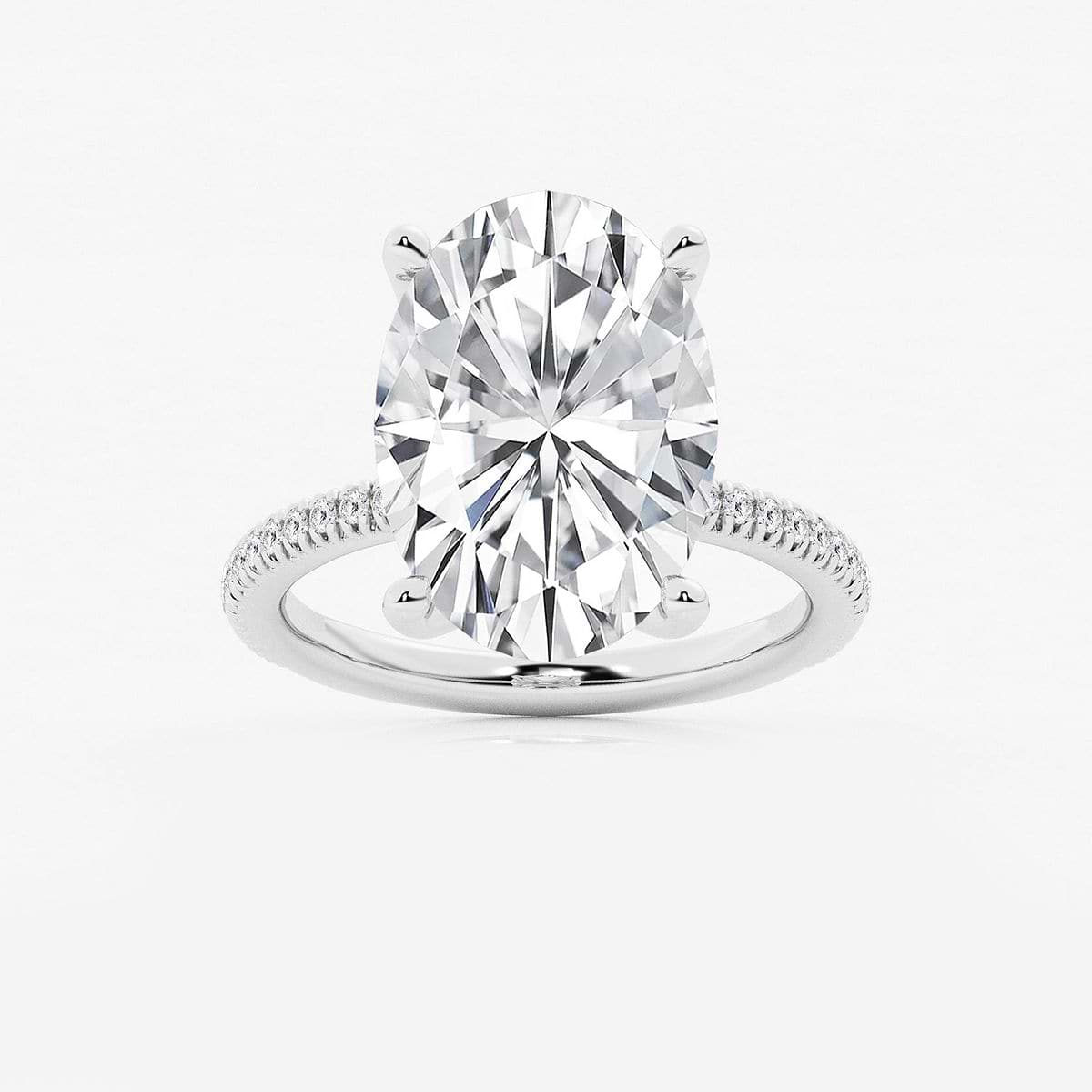 8 1/5 ctw Oval Lab Grown Diamond Scalloped classic Pave Solitaire Engagement Ring with Side Stones Platinum, FG, VS2+