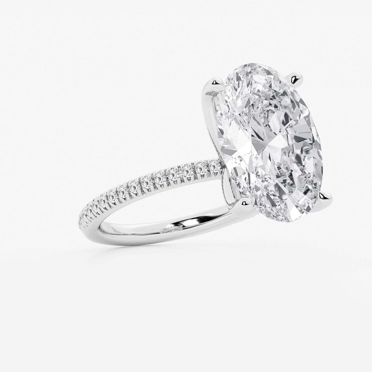 8 1/5 ctw Oval Lab Grown Diamond Scalloped classic Pave Solitaire Engagement Ring with Side Stones Platinum, FG, VS2+