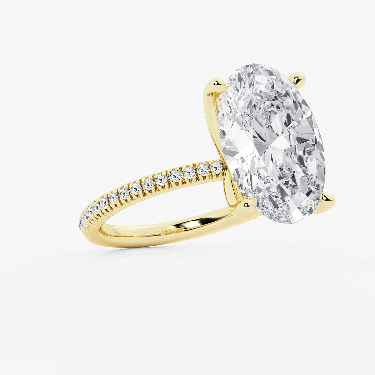 Additional Image 1 for  8 1/5 ctw Oval Lab Grown Diamond Scalloped classic Pave Solitaire Engagement Ring with Side Stones