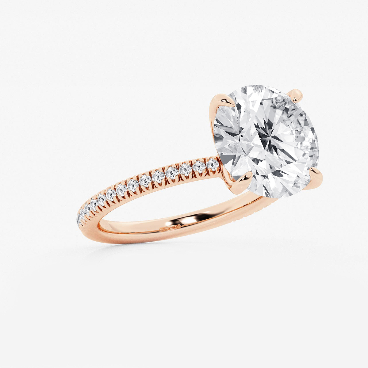 Additional Image 1 for  6 1/5 ctw Round Lab Grown Diamond Scalloped classic Pave Solitaire Engagement Ring with Side Stones