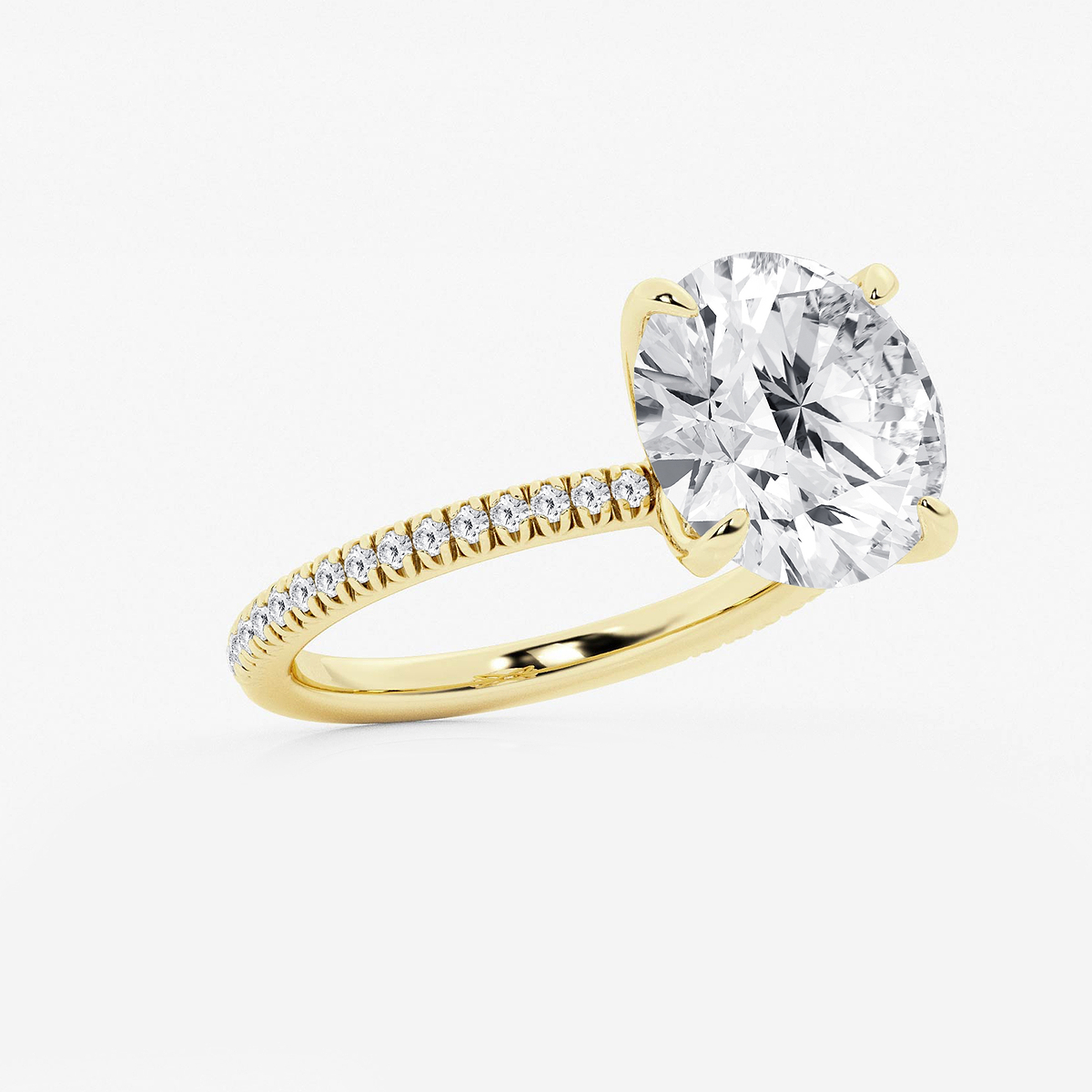 Additional Image 1 for  6 1/5 ctw Round Lab Grown Diamond Scalloped classic Pave Solitaire Engagement Ring with Side Stones