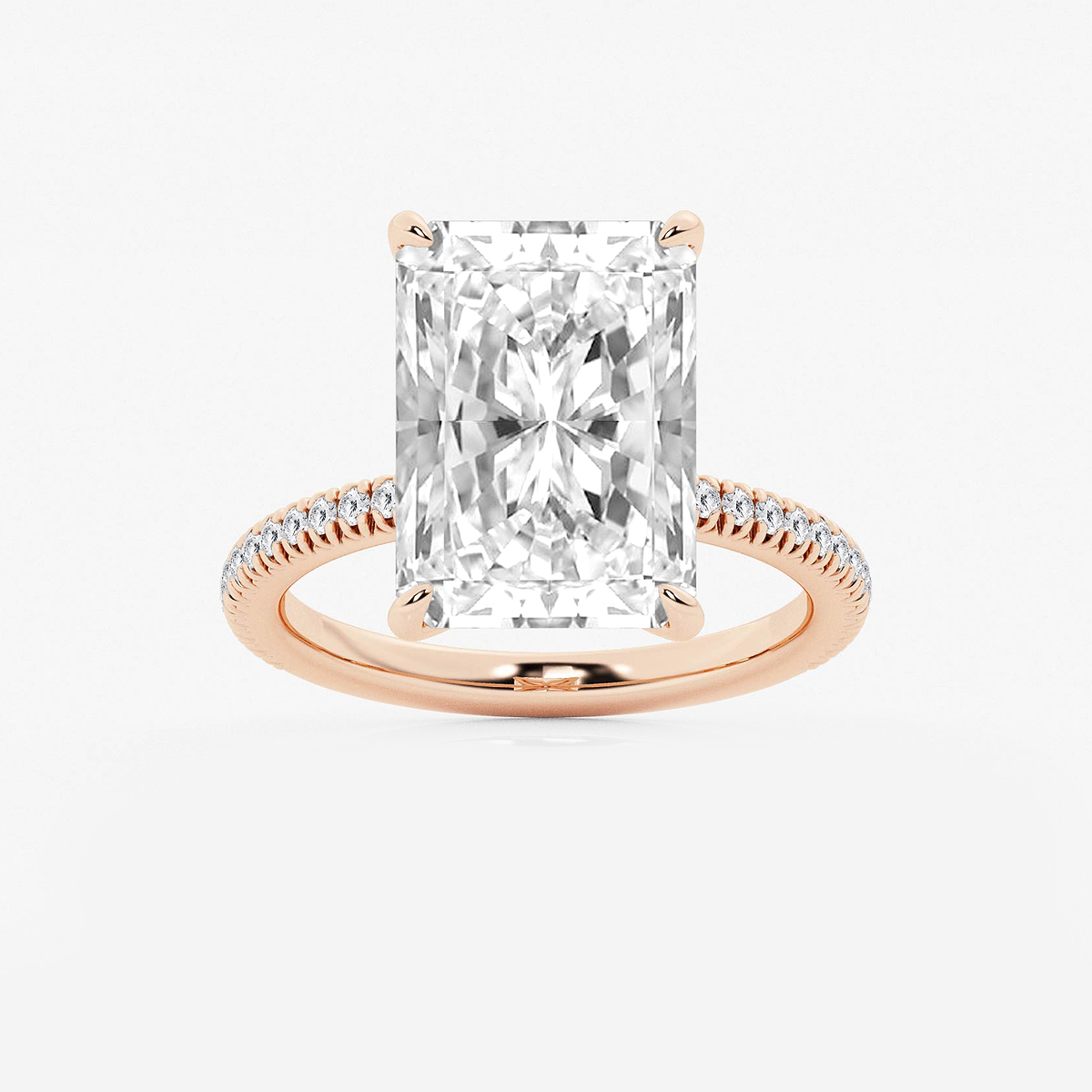 8 1/5 ctw Radiant Lab Grown Diamond Scalloped classic Pave Solitaire Engagement Ring with Side Accents
