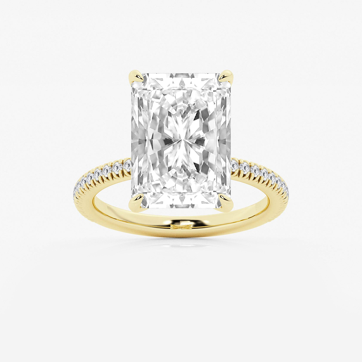 8 1/5 ctw Radiant Lab Grown Diamond Scalloped classic Pave Solitaire Engagement Ring with Side Accents