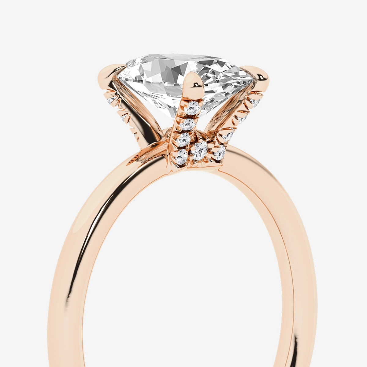 Additional Image 2 for  3 1/10 ctw Oval Lab Grown Diamond Pave Prong Solitaire Engagement Ring with Hidden Accents