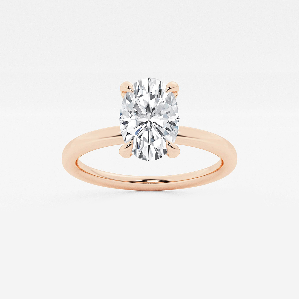 1 5/8 ctw Oval Lab Grown Diamond Pave Prong Solitaire Engagement Ring with Hidden Accents