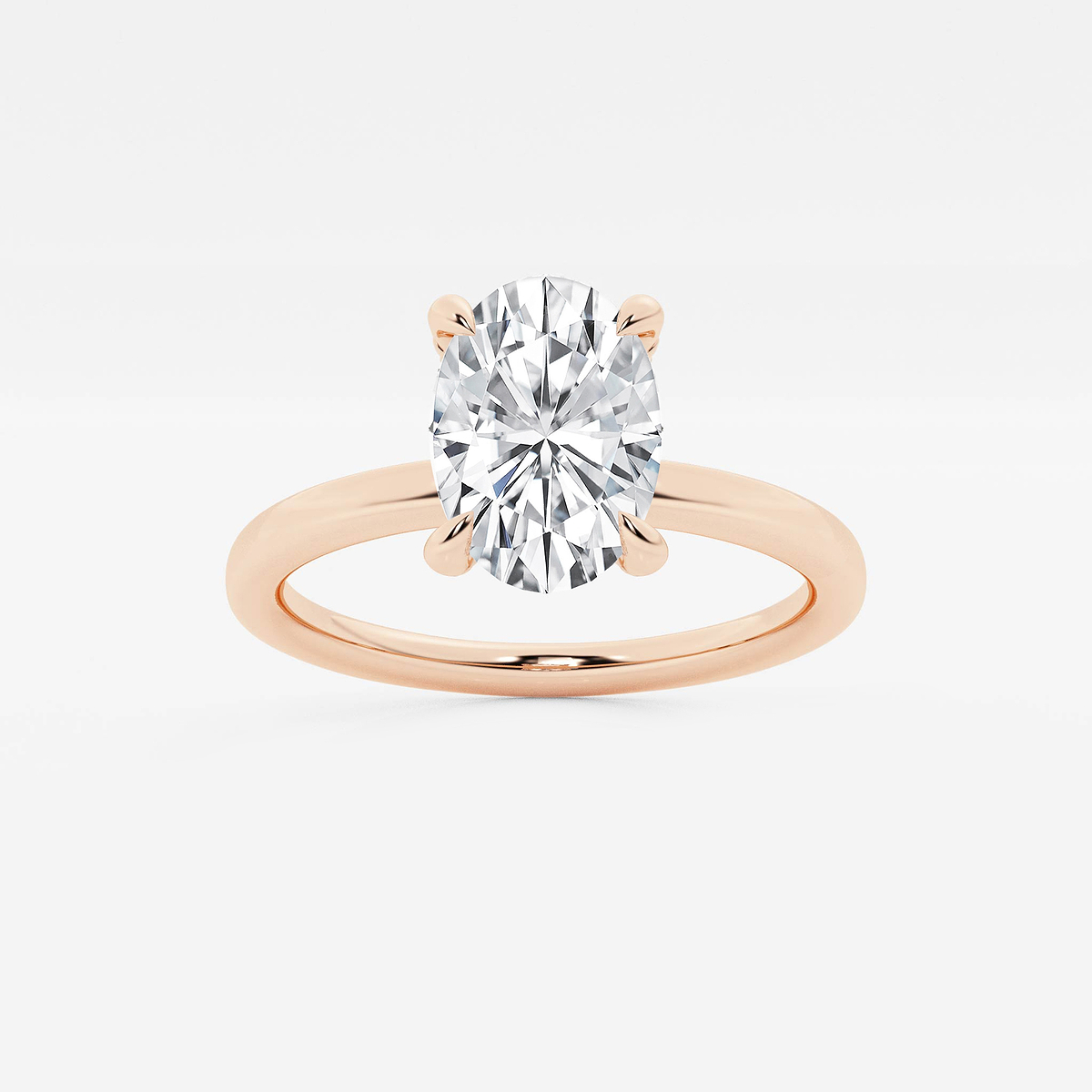 2 1/10 ctw Oval Lab Grown Diamond Pave Prong Solitaire Engagement Ring with Hidden Accents