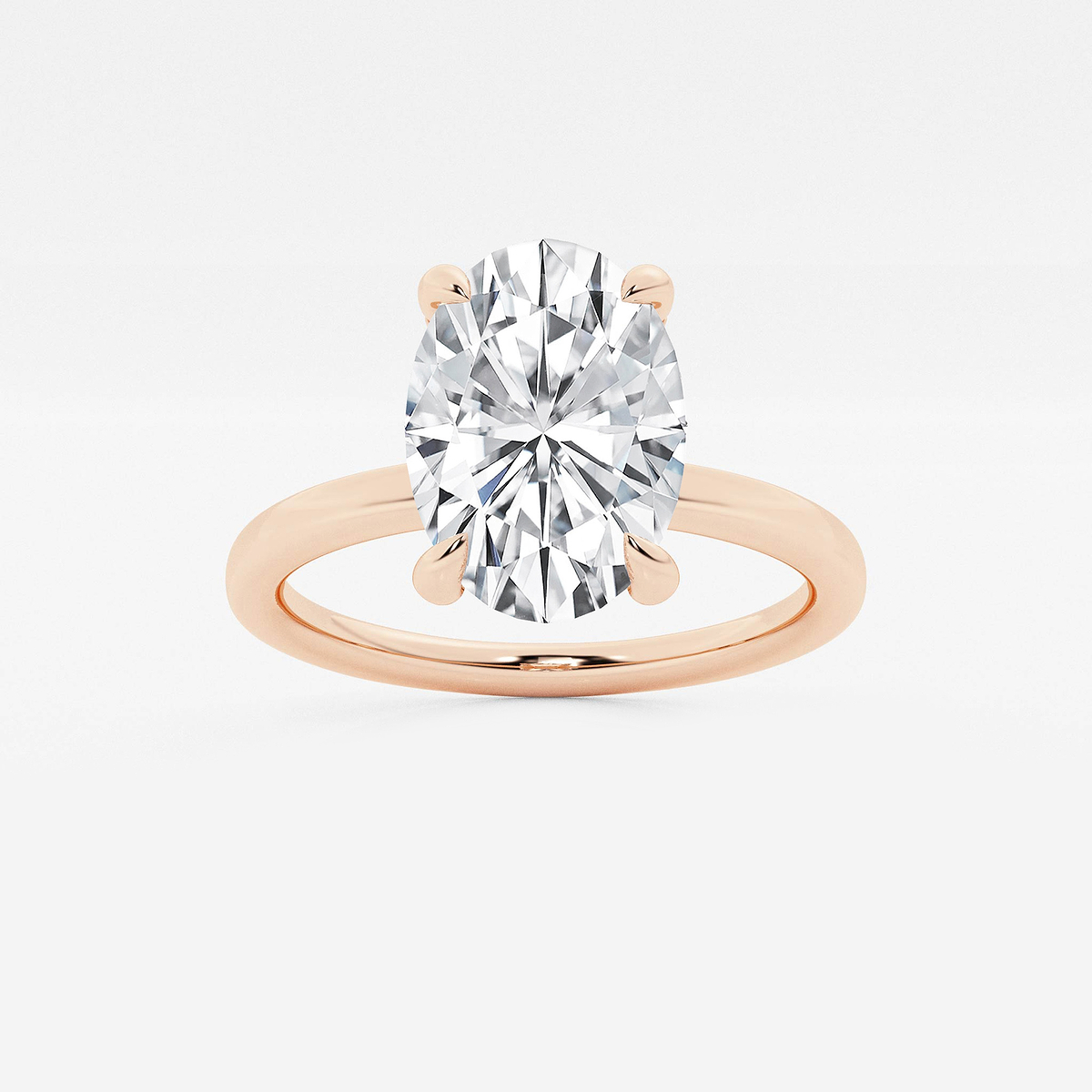 3 1/10 ctw Oval Lab Grown Diamond Pave Prong Solitaire Engagement Ring with Hidden Accents