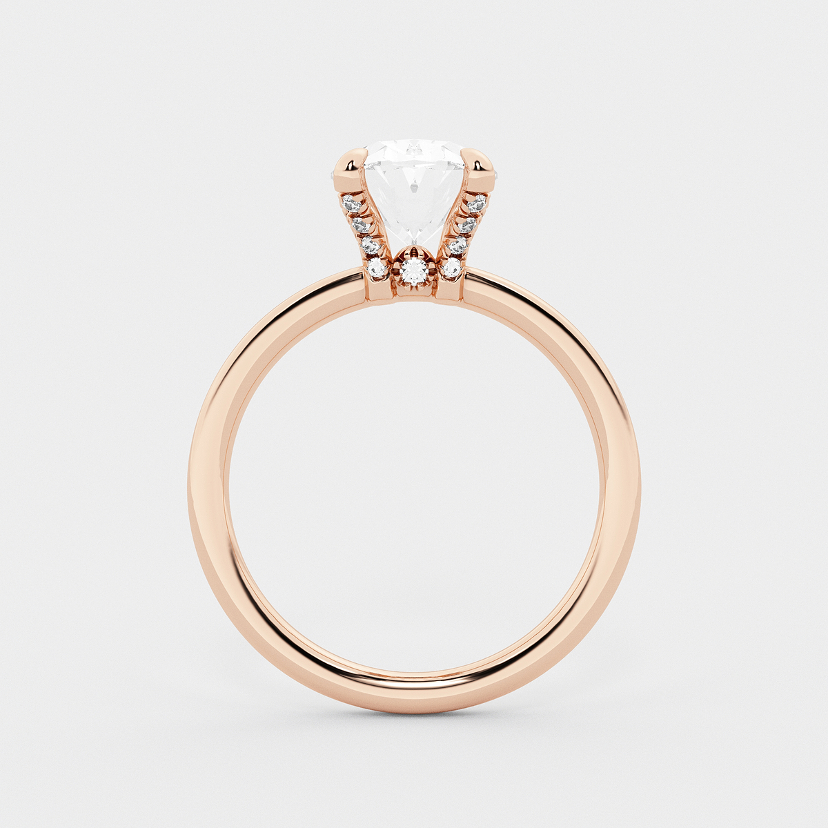 Additional Image 1 for  3 1/10 ctw Oval Lab Grown Diamond Pave Prong Solitaire Engagement Ring with Hidden Accents