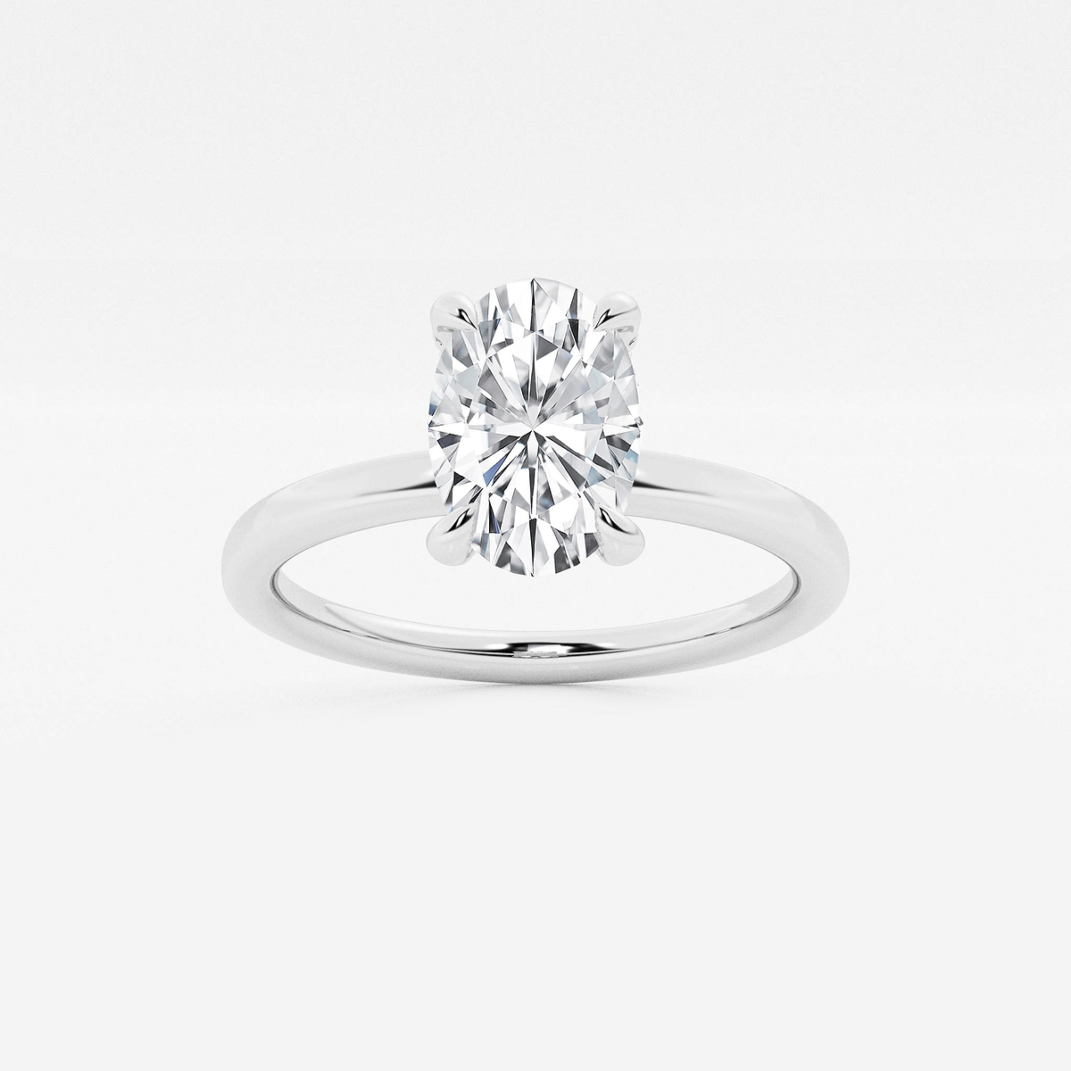 1 5/8 ctw Oval Lab Grown Diamond Pave Prong Solitaire Engagement Ring with Hidden Accents