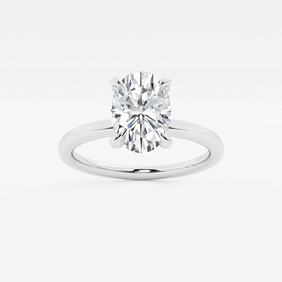 2 1/10 ctw Oval Lab Grown Diamond Pave Prong Solitaire Engagement Ring with Hidden Accents