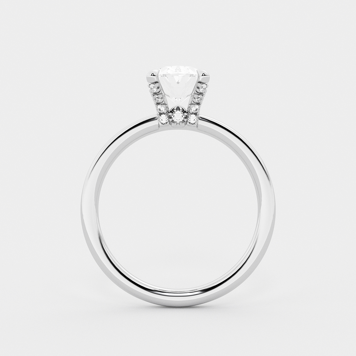 Additional Image 1 for  2 1/10 ctw Oval Lab Grown Diamond Pave Prong Solitaire Engagement Ring with Hidden Accents