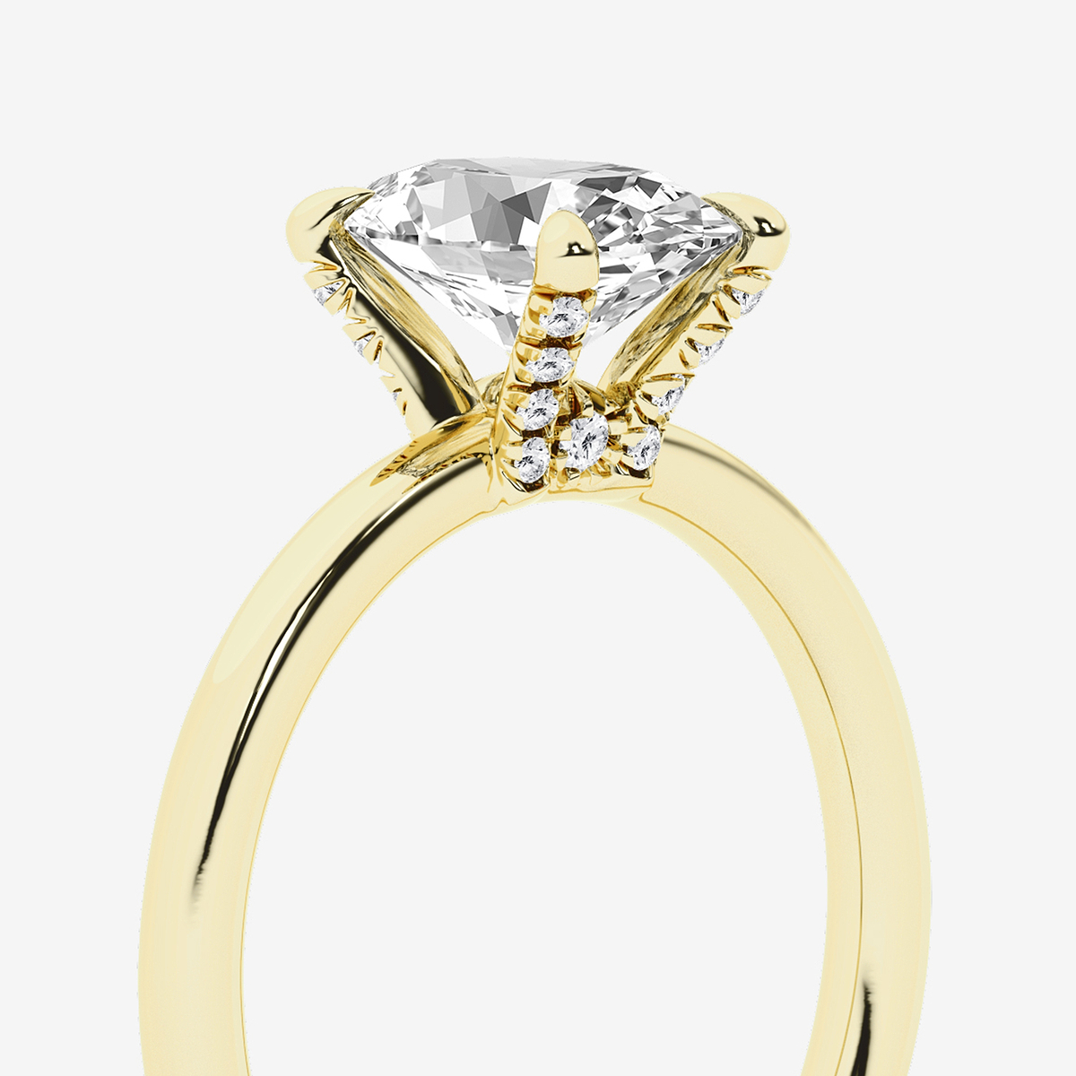 Additional Image 2 for  2 1/10 ctw Oval Lab Grown Diamond Pave Prong Solitaire Engagement Ring with Hidden Accents