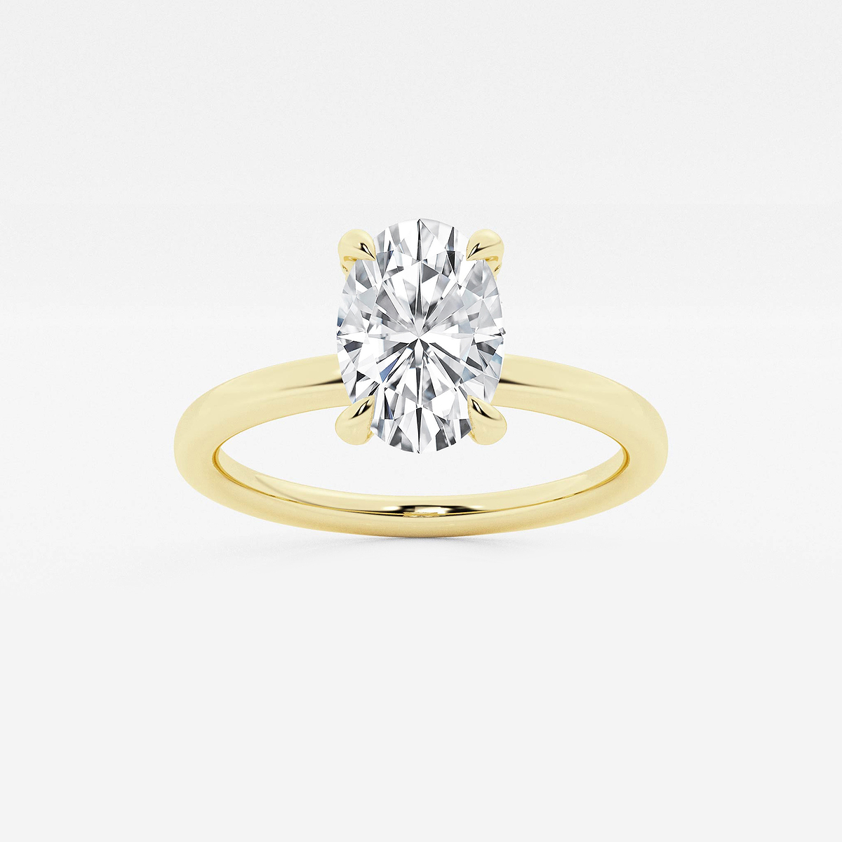 1 5/8 ctw Oval Lab Grown Diamond Pave Prong Solitaire Engagement Ring with Hidden Accents