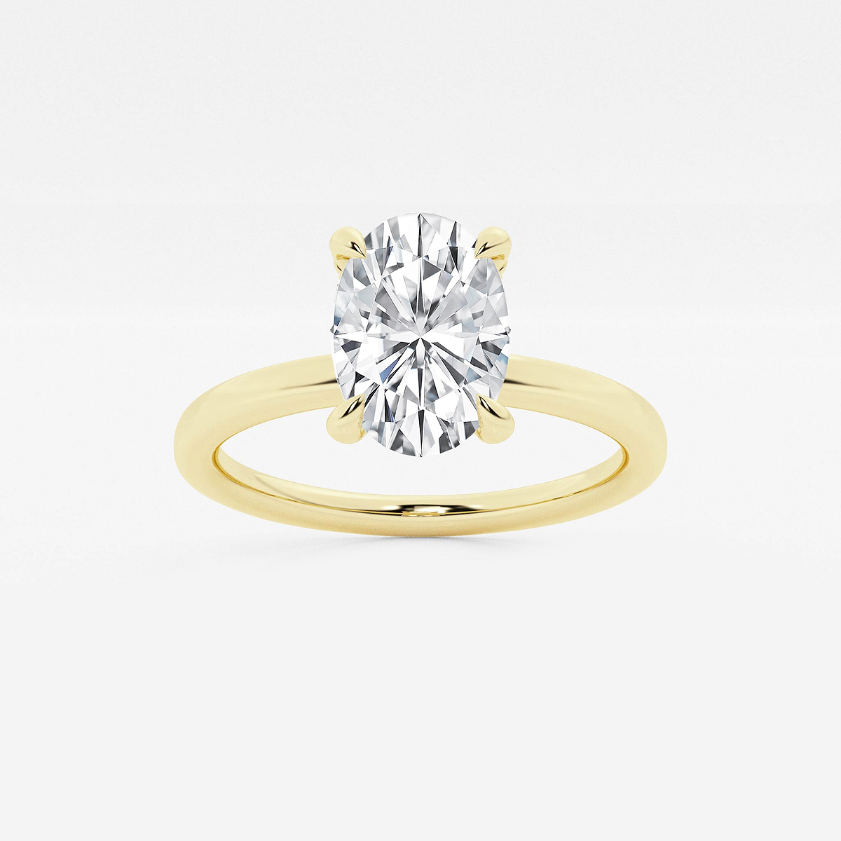 2 1/10 ctw Oval Lab Grown Diamond Pave Prong Solitaire Engagement Ring with Hidden Accents