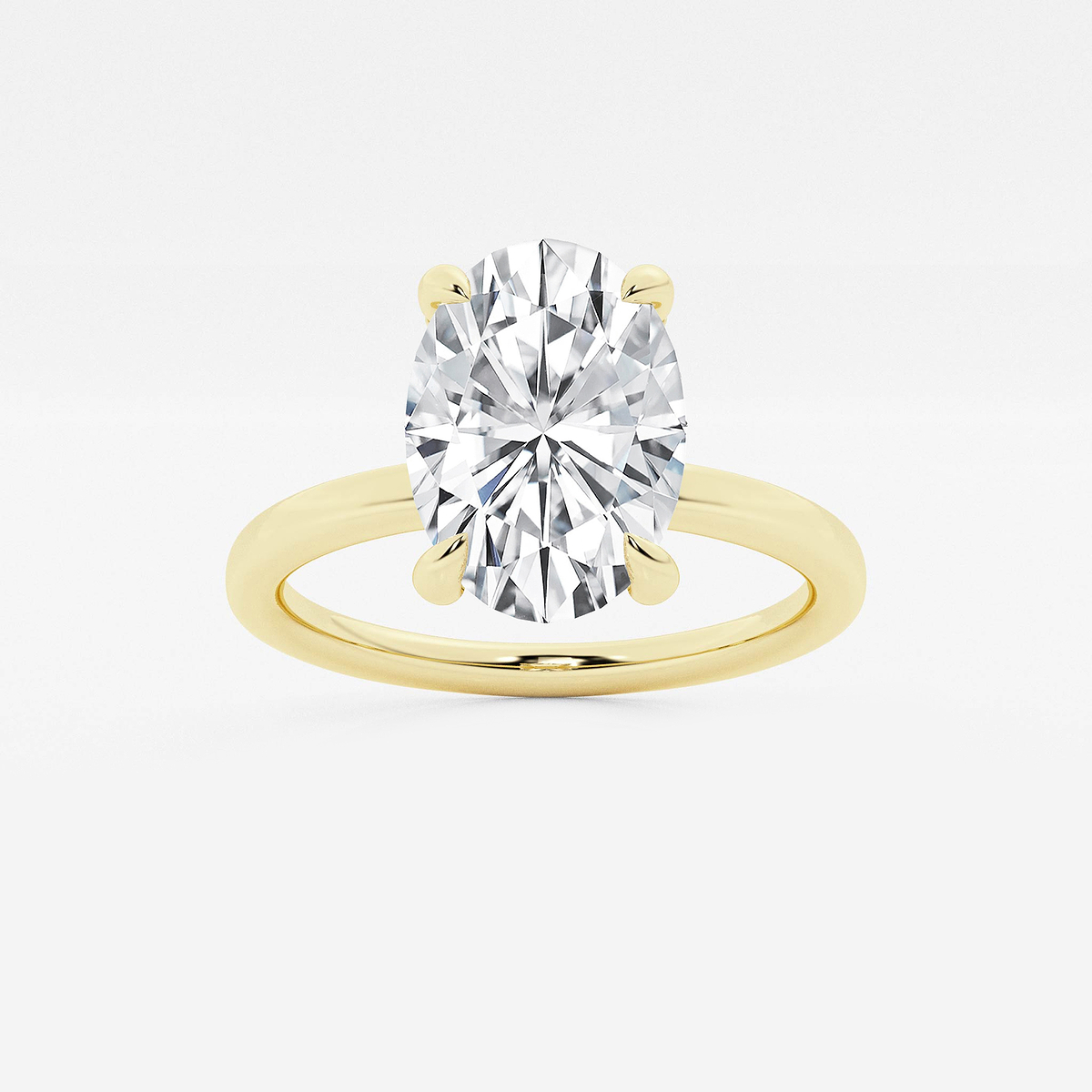 3 1/10 ctw Oval Lab Grown Diamond Pave Prong Solitaire Engagement Ring with Hidden Accents