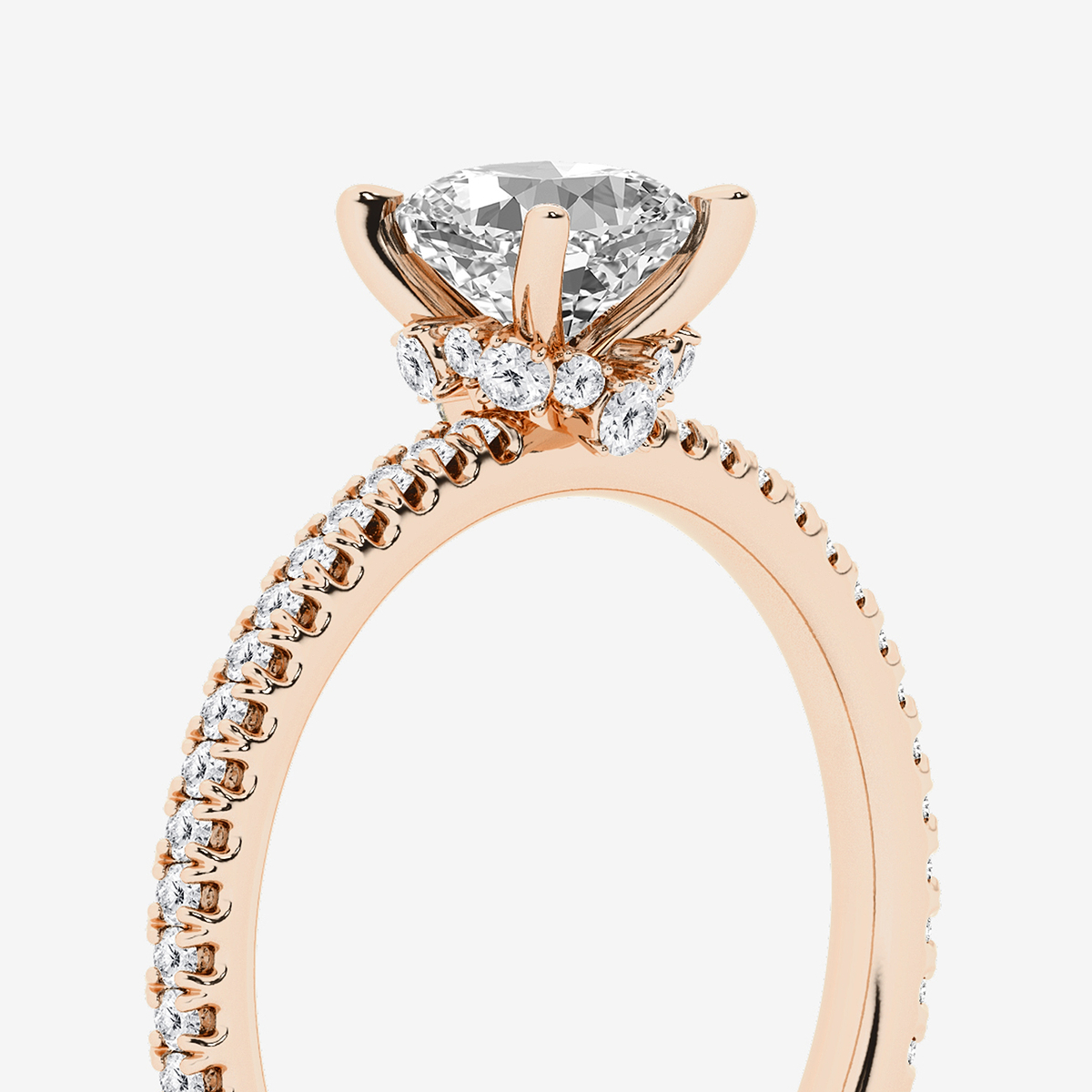 Additional Image 2 for  1 7/8 ctw Cushion Lab Grown Diamond Draping Hidden Halo Engagement Ring