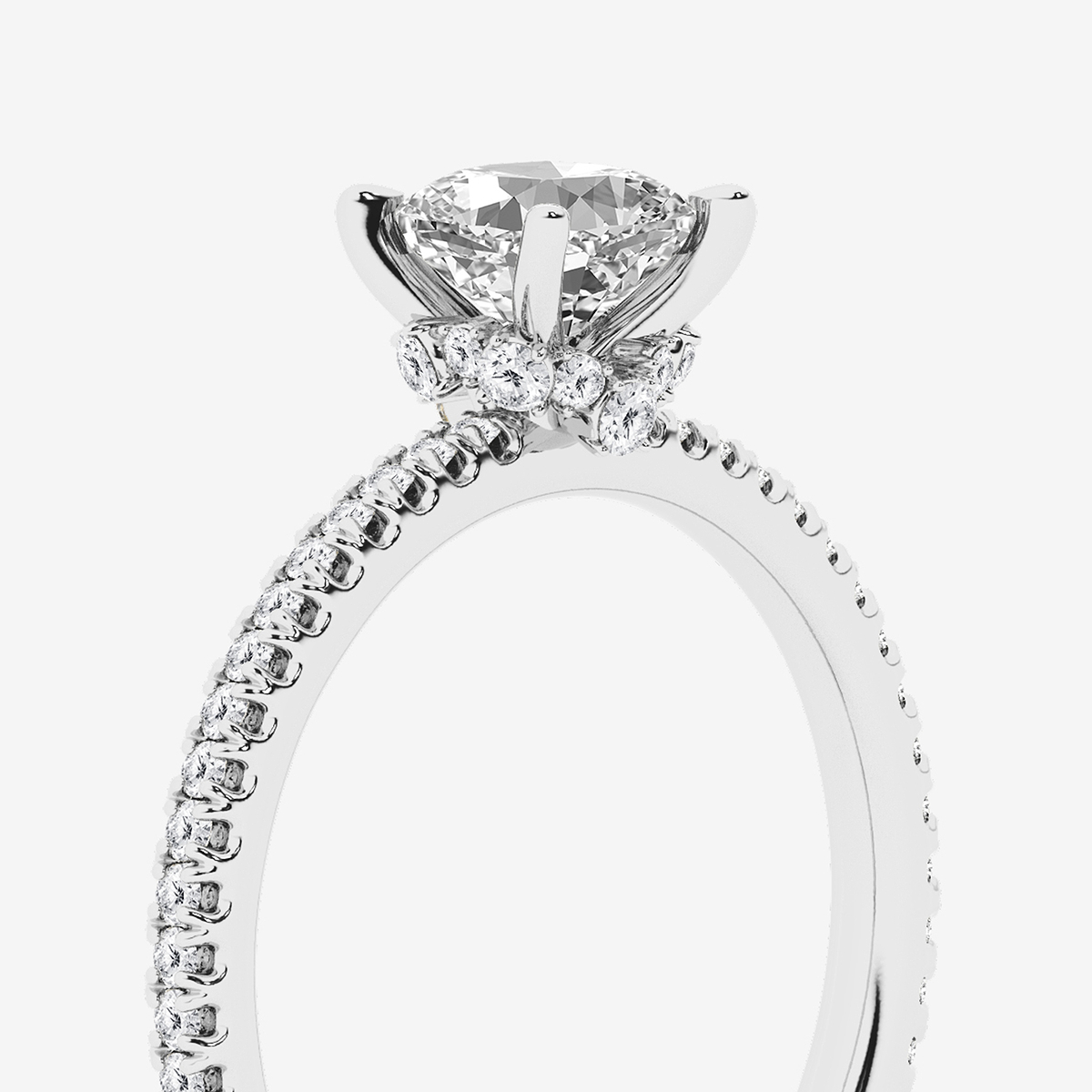 Additional Image 2 for  1 7/8 ctw Cushion Lab Grown Diamond Draping Hidden Halo Engagement Ring