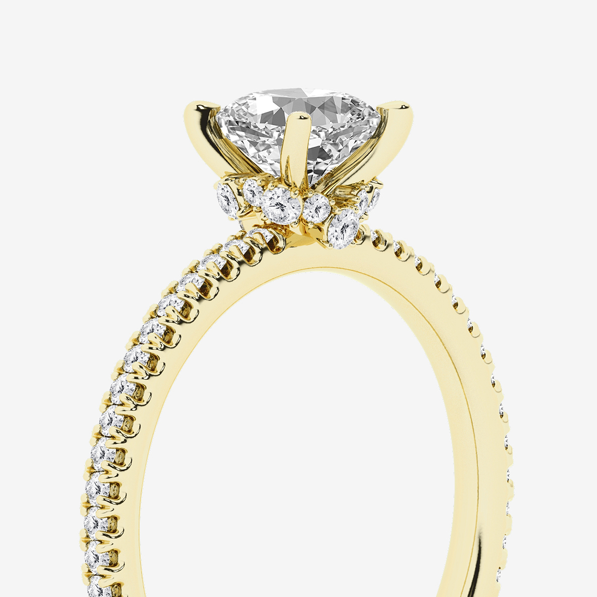 Additional Image 2 for  1 7/8 ctw Cushion Lab Grown Diamond Draping Hidden Halo Engagement Ring