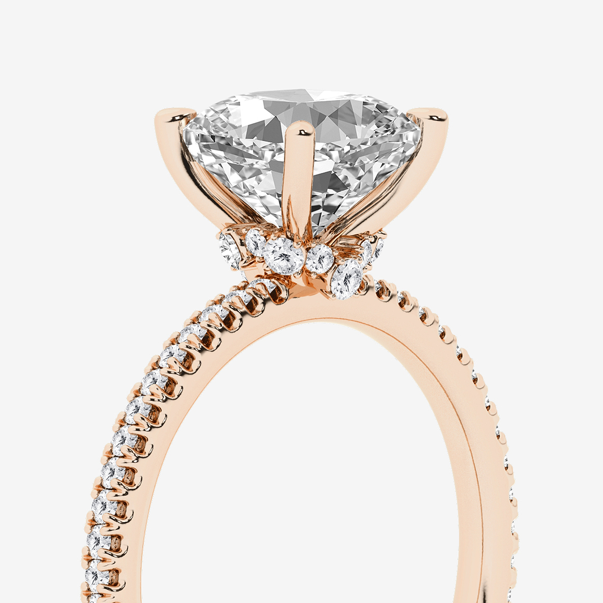 Additional Image 2 for  2 1/3 ctw Cushion Lab Grown Diamond Draping Hidden Halo Engagement Ring