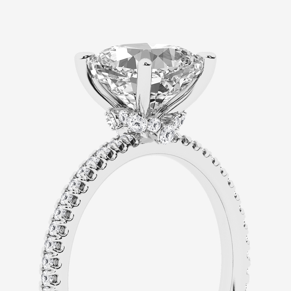 Additional Image 2 for  2 1/3 ctw Cushion Lab Grown Diamond Draping Hidden Halo Engagement Ring