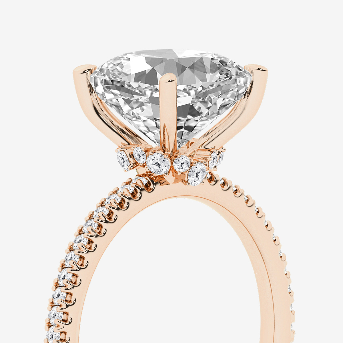 Additional Image 2 for  3 1/3 ctw Cushion Lab Grown Diamond Draping Hidden Halo Engagement Ring