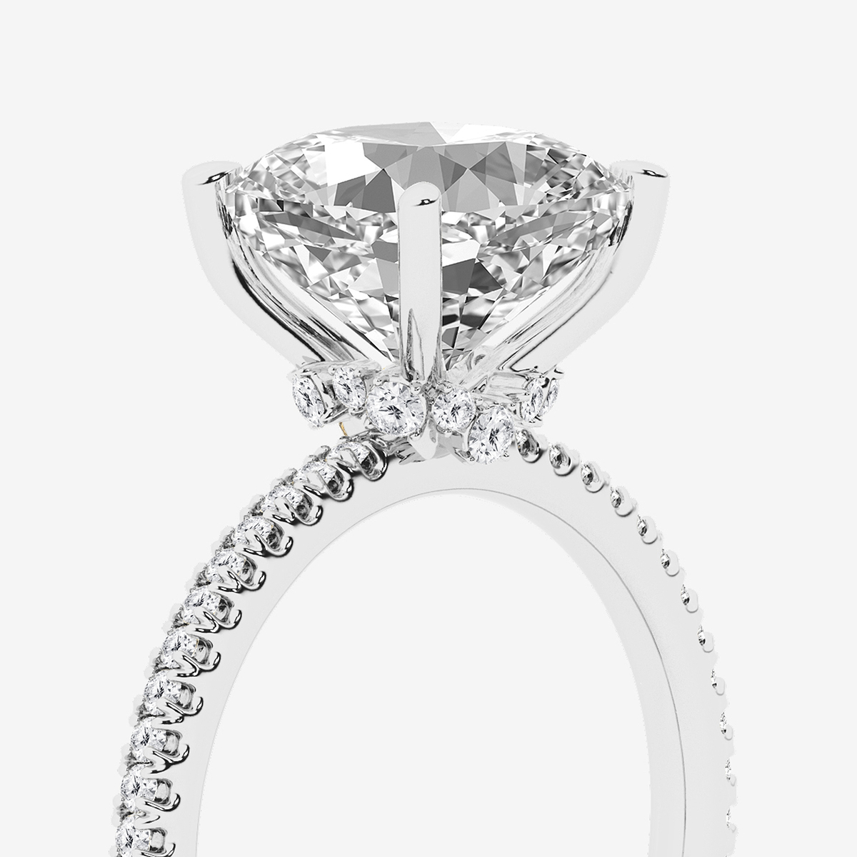 Additional Image 2 for  3 1/3 ctw Cushion Lab Grown Diamond Draping Hidden Halo Engagement Ring