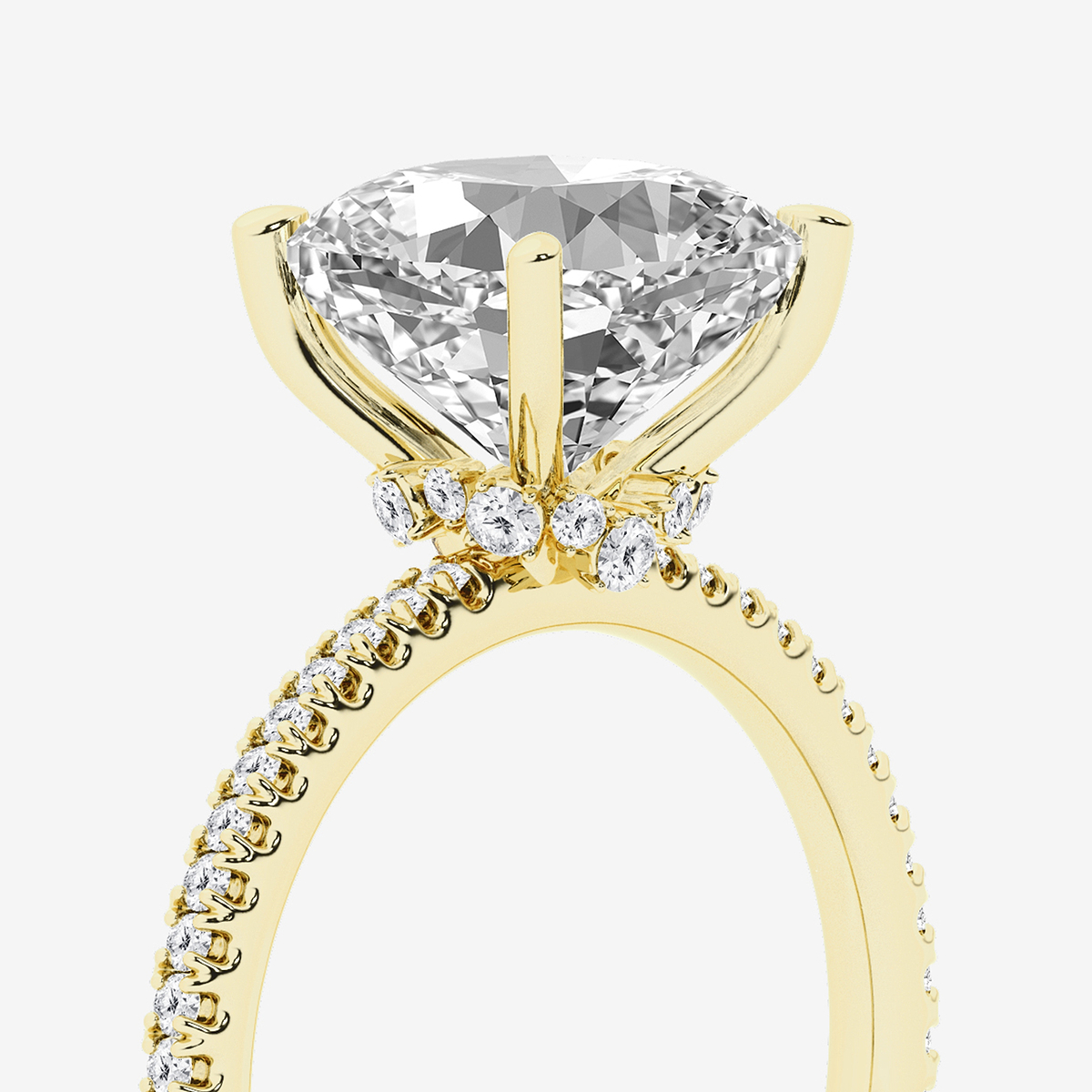 Additional Image 2 for  3 1/3 ctw Cushion Lab Grown Diamond Draping Hidden Halo Engagement Ring