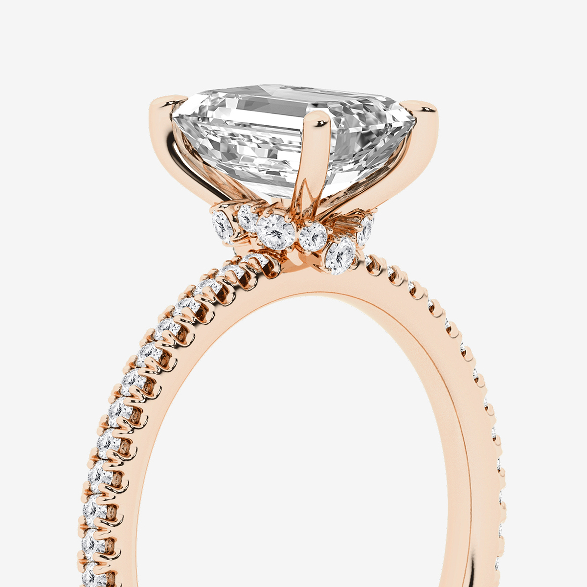 Additional Image 2 for  1 7/8 ctw Emerald Lab Grown Diamond Draping Hidden Halo Engagement Ring
