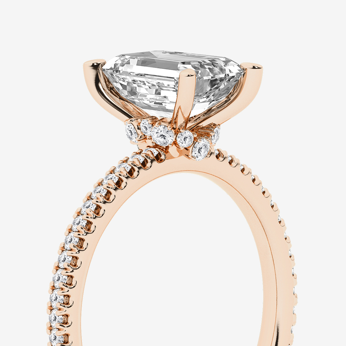Additional Image 2 for  2 1/3 ctw Emerald Lab Grown Diamond Draping Hidden Halo Engagement Ring