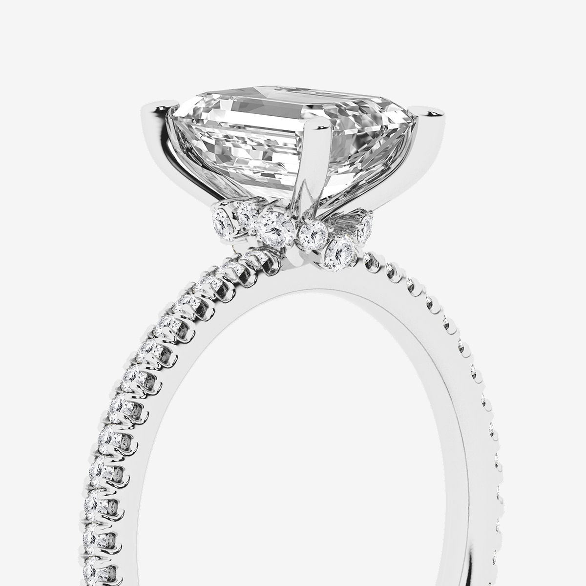 Additional Image 2 for  2 1/3 ctw Emerald Lab Grown Diamond Draping Hidden Halo Engagement Ring