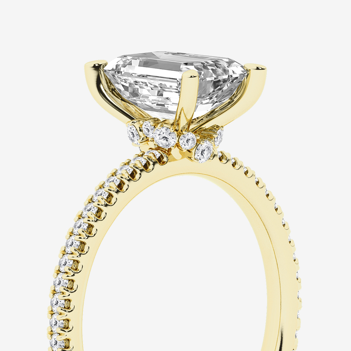 Additional Image 2 for  2 1/3 ctw Emerald Lab Grown Diamond Draping Hidden Halo Engagement Ring