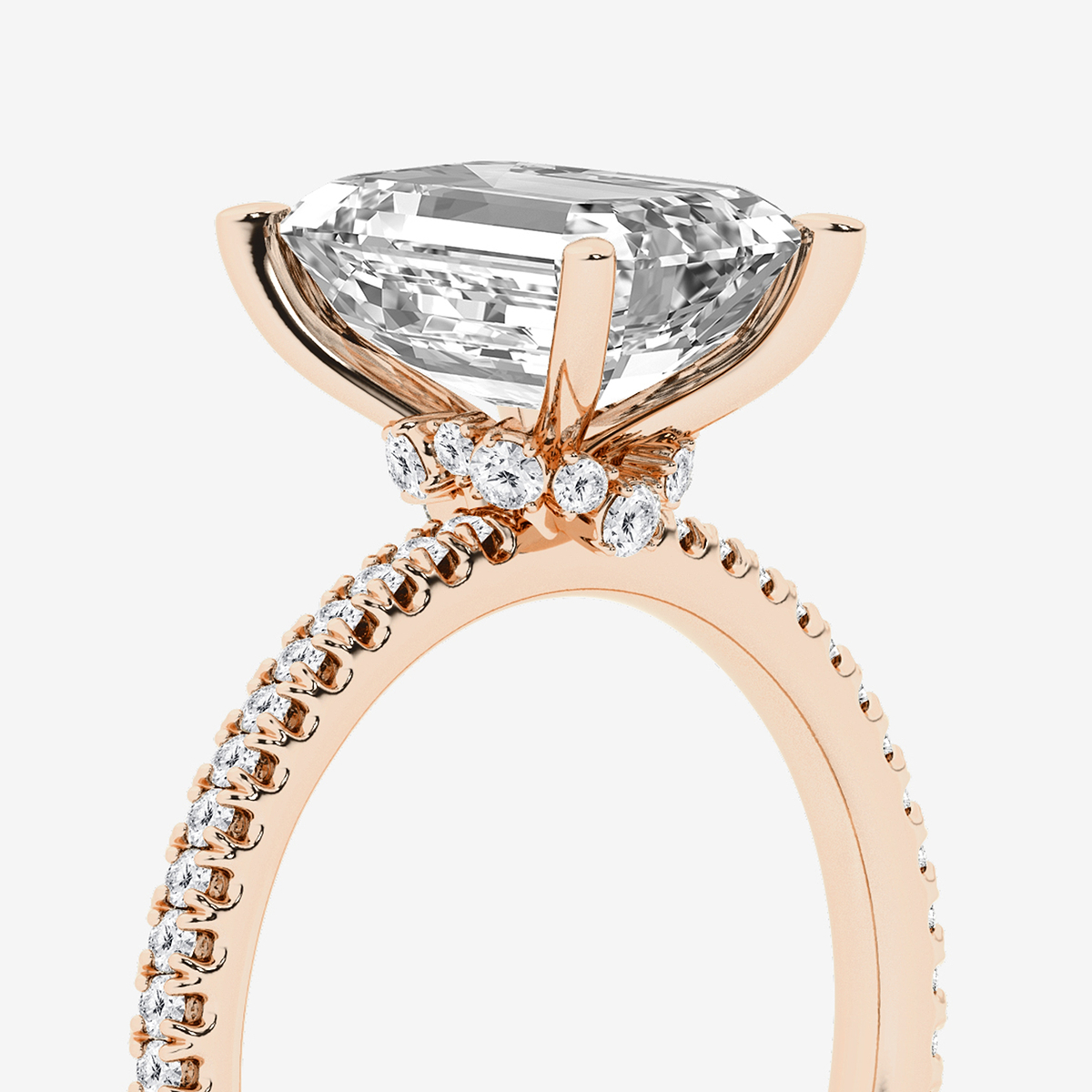 Additional Image 2 for  3 1/3 ctw Emerald Lab Grown Diamond Draping Hidden Halo Engagement Ring