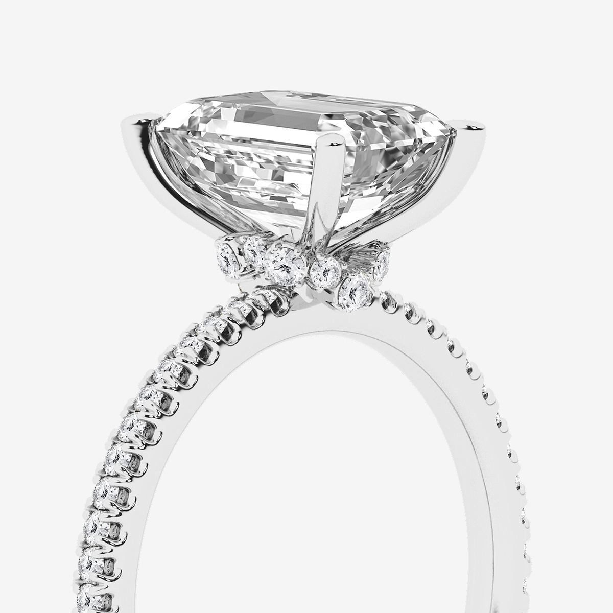 Additional Image 3 for  3 1/3 ctw Emerald Lab Grown Diamond Draping Hidden Halo Engagement Ring