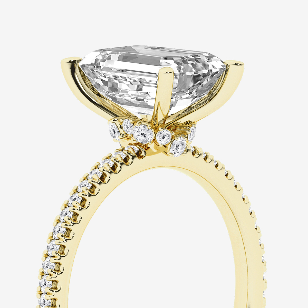 Additional Image 2 for  3 1/3 ctw Emerald Lab Grown Diamond Draping Hidden Halo Engagement Ring